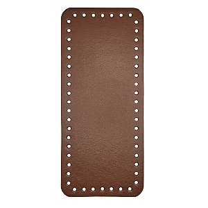 Base de Couro Para Bolsa Retangular Cor Marrom 18cm x 8cm Sanding