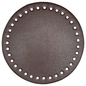 Base de Couro Para Bolsa Redonda Cor Café 15cm Sanding