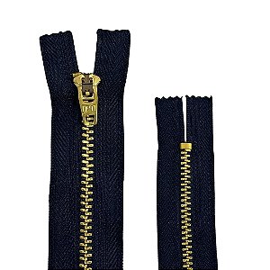 Zíper Fixo Metal Fino Dourado 12cm Cor 507 Marinho GC 459 Coats