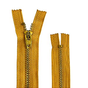 Zíper Fixo Metal Fino Dourado 15cm Cor 5190 Amarelo Ouro GC 459 Coats