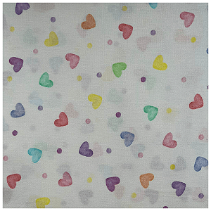 Tecido Tricoline Digital Corações 100% Algodão 50cm x 150cm Caldeira