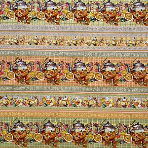 Tecido Tricoline Barrado Chaleira 100% Algodão 50cm x 150cm Peripan