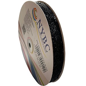 Fita Metalizada 20mm Preto 100% Poliéster Com 20 Metros Nybc