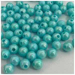 Perola Irisada 8mm Cor Azul Com 100 Gramas Newz
