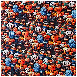 Tecido Tricoline Digital Halloween Cor 03 Algodão 50cm Caldeira