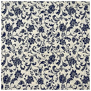 Tecido Tricoline Estampado Arabesco Azul Cor 06 Algodão Caldeira