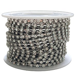 Corrente de Strass 10mm Prata Por Metro Nybc