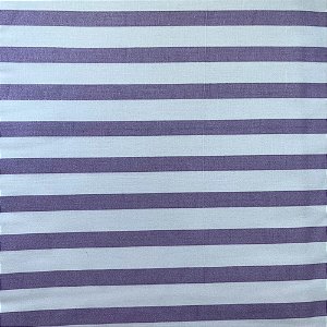 Tecido Tricoline Listrado Lilás Com Branco 100% Algodão 50cm Caldeira