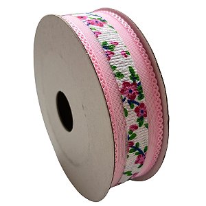 Fita Decorativa Voal Ca-73 Cor Rosa 22mm Poliéster Com 10y Newz