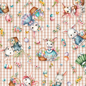 Tecido Tricoline Páscoa Coelhos 50cmx150cm Ref 204035 Cor 04 Caldeiras