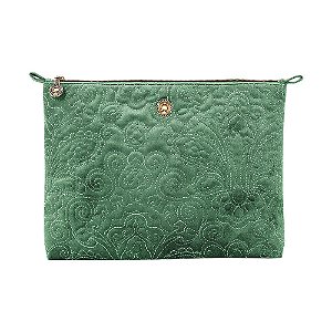 Necessaire Grande Flat Velvet Quilted Verde - Bags Collection