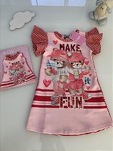 Vestido suplex (acompanha vestido para boneca) Kukiê