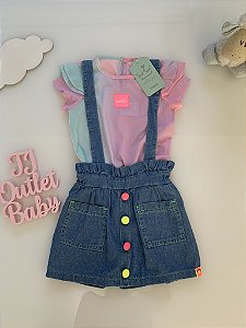 Conjunto Salopete Shorts saia e Blusa Málagah