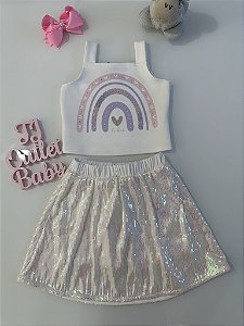 Conjunto Cropped e Saia Kukiê