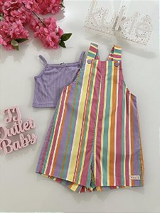 Conjunto Jardineira com Cropped Kukiê