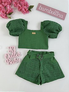 Conjunto Cropped e Shorts Bambollina