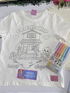 Blusa Cinti para Colorir com Kit Canetinha