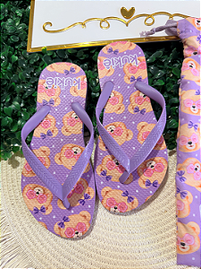 Chinelo com Bolsa Estampa Ursinhos Kukiê