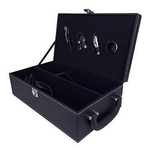 Maleta para Vinho Luxo de Couro Croco PU