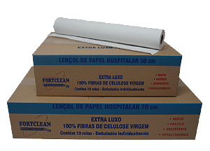 Lençol Descartável Extra Luxo Papel Hospitalar Maca 70x50 C/10 rolos - FortClean