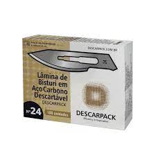 Lâmina de Bisturi Nº 24 Aço de Carbono 100 un - Descarpack