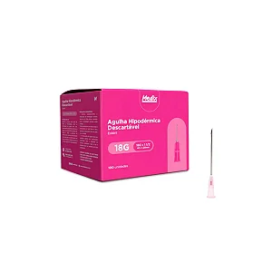 Agulha Hipodérmica Descartável Medix 40 x 1,20MM 18G - Caixa com 100 un