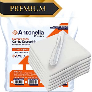 Compressas Campo Operatório 100% Algodão 23 x 25cm 50un Antonella Premium