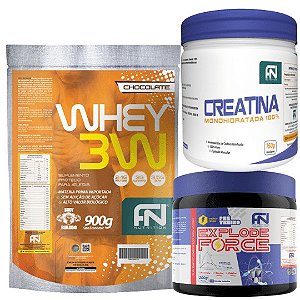 Combo  Whey3w+Creatina+ Pré-treino Explode Force Nutrition