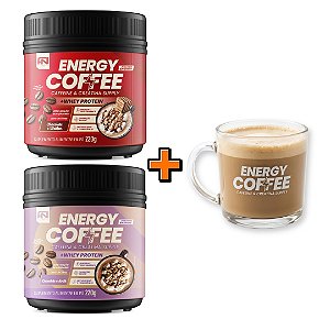 Combo 2x Energy Coffee 220g + Caneca | Choco Waffer + Choco Avelã + Caneca