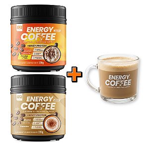 Combo 2x Energy Coffee 220g + Caneca | Choco Malte + Cappuccino + Caneca