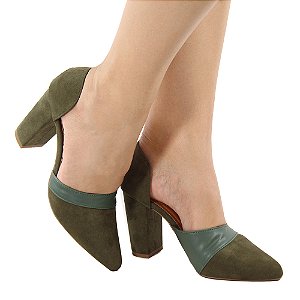 Scarpin Gioh Shoes Salto Alto Bloco Chic Verde