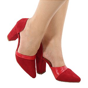 Scarpin Gioh Shoes Salto Alto Bloco Chic Vermelho