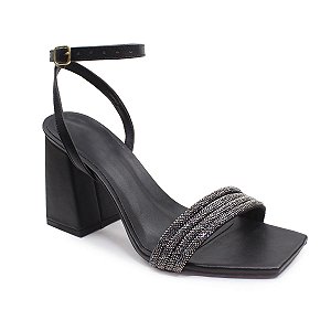 SANDALIA GIOH SHOES BLOCO ALTO PRETO COM CHUMBO