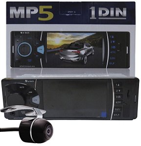 Mp5 Etech Multimidia Tela 4 Pol Hd 1 Din + Câmera de Ré 2 em 1