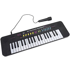 Piano Teclado Infantil com Microfone e Suporte Banquinho Importway