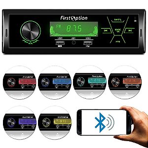 First Opt Radio Mp3/bt 2 Saidas 3 Usb 45w Touch Muda Cor