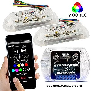 Kit Strobo Rgb Com Voltímetro Zendel 7 Cores Rgb Bluetooth