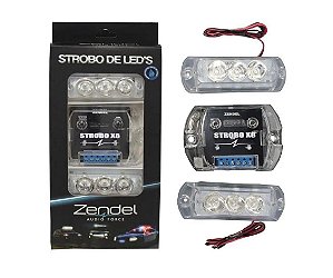 Kit Strobo Automotivo Led Branco X8 2 Faróis Zendel Ambar