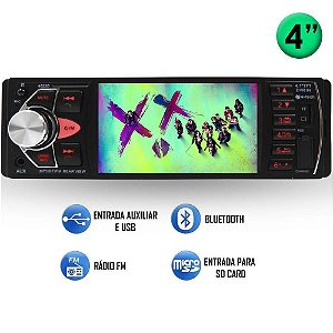 Central Multimídia Mp5 1 Din E-tech 4 Polegada Bluetooth Usb