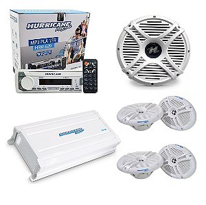 Kit Som Maritimo Hurricane Subwoofer Radio Modulo 2 Par 6x9