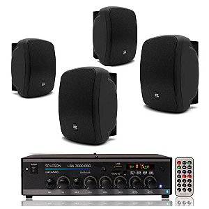 Kit som ambiente leson lsa 7000 com 4 caixa Kaz K6 Preta