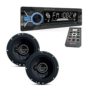 Kit mp3 Som Automotivo Bluetooth +Alto Falante hurricane a6t