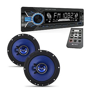 Kit mp3 Som Automotivo Bluetooth + Alto Falante 6 hurricane