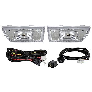 Kit farol milha shocklight gol g1 quadrado 87-90 botão touch