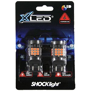 Lâmpada led 2 polo t20 36 led shocklight canbus vermelho 12v