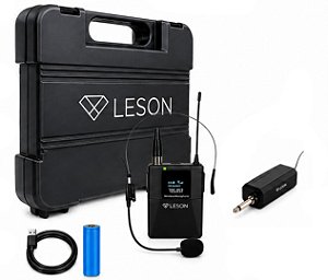 Microfone sem fio headset preto leson link one com maleta
