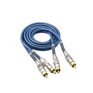 Cabo Rca 5 Metros Dupla Blindagem Cobre 5m Blindado Azul 5mm