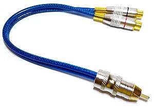 Cabo Y Rca 2 Femeas E 1 Macho Azul Blindado svart 5mm automotivo