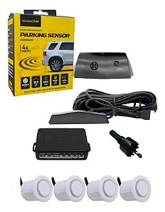 Sensor Estacionamento Code 4 Pontos Branco Display Sinal Sonoro