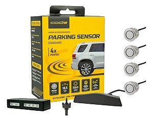 Sensor Estacionamento Code 4 Pontos Prata Display Sinal Sonoro